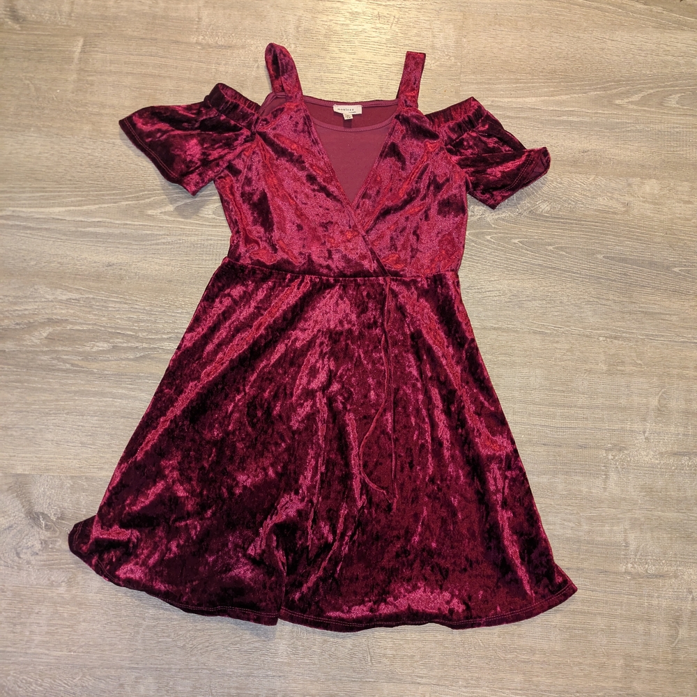 Monteau Red A-Line Cold Shoulder Dress for Prom